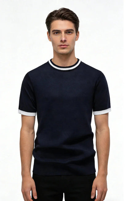 Mens Summer Knit T-Shirts Crewneck Casual Shirt Texture Crewneck Knit Shirt Short Sleeve Vintage Tee Shirt Crochet Top