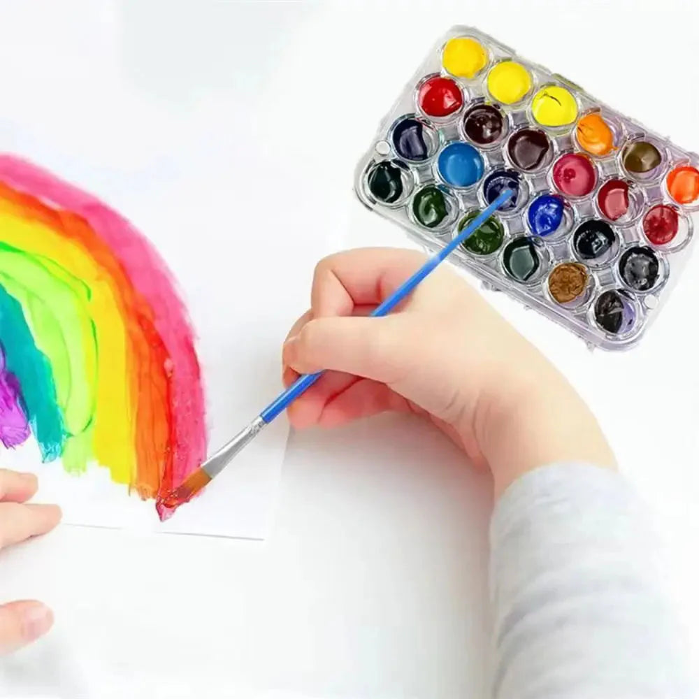 Art Supplies 24 Grids Mini Watercolor Palette Transparent Empty Watercolor Paint Tray Sealed Acrylic Paint Box Student Outing