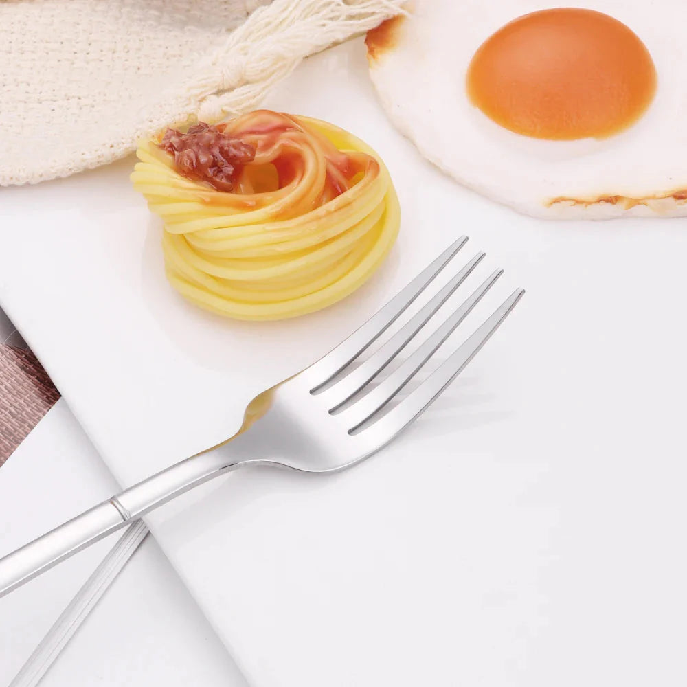 Elegant Thin Silver Cutlery Set - Mirror Polished Stainless Steel Tableware