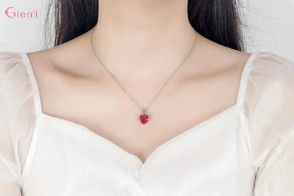 Top Fashion 925 Silver Jewelry Sets Shiny Crystal Gifts Suit For Women Girls Pendant Necklace Earrings Rings Hot Sale