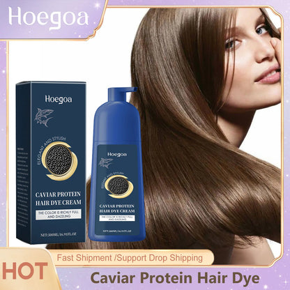Caviar Protein Hair Dye Shampoo Gray White Hair Color Treatment Smoothing Nourishing Fast Natural Herbal Color Hair Cream 500ml