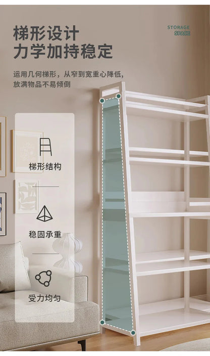 Household Multi-layer Wrought Iron Shelves Ins Wind Simple Floor Storage Display Cabinet Trapezoidal Shelf Bookshelf