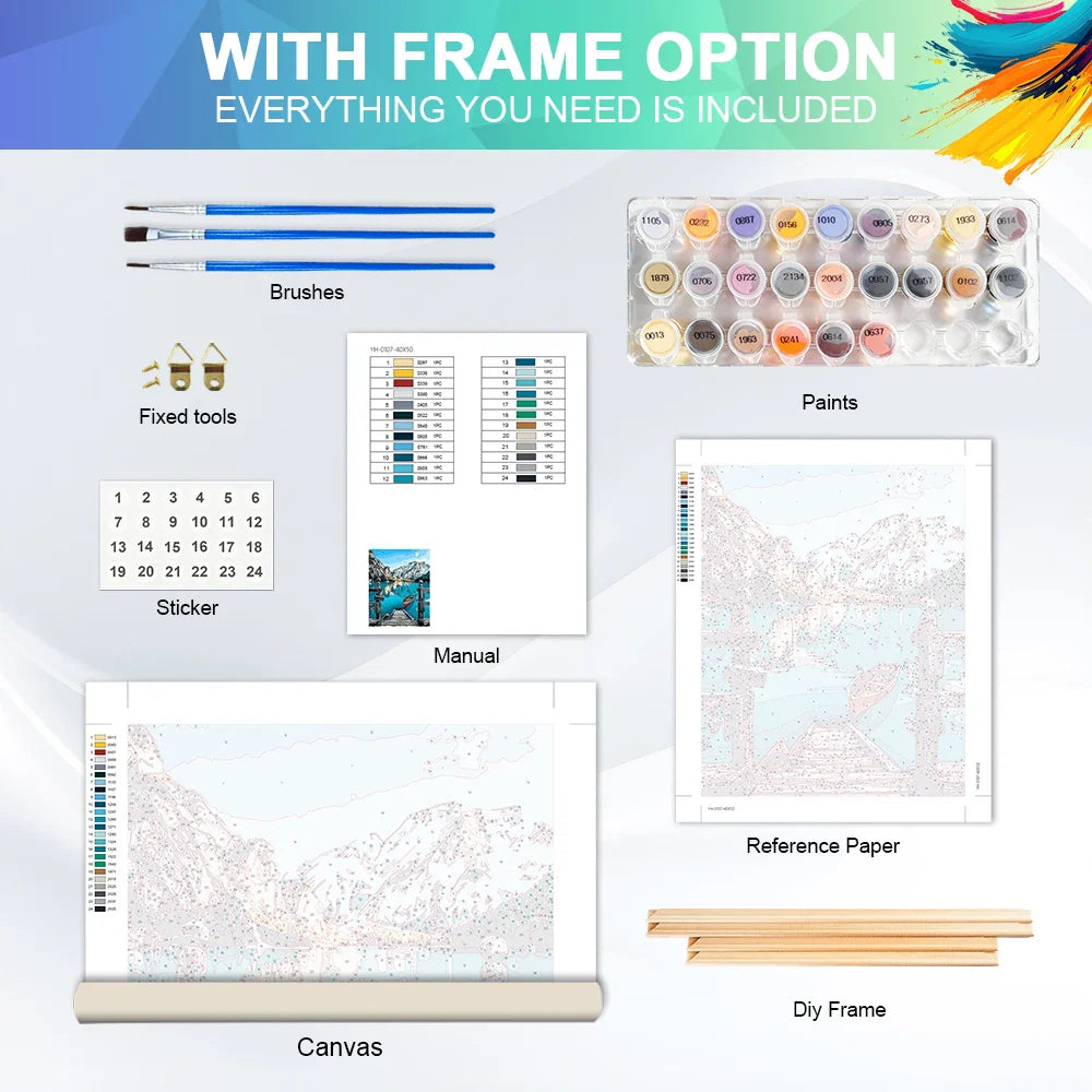 HUACAN Coloring By Numbers Mountain Landscape HandPainted Kits Home Decor Sea Painting Drawing Pictures By Numbers Diy Gift Art