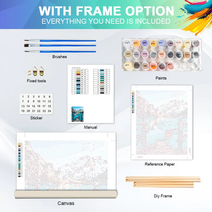 HUACAN Coloring By Numbers Mountain Landscape HandPainted Kits Home Decor Sea Painting Drawing Pictures By Numbers Diy Gift Art