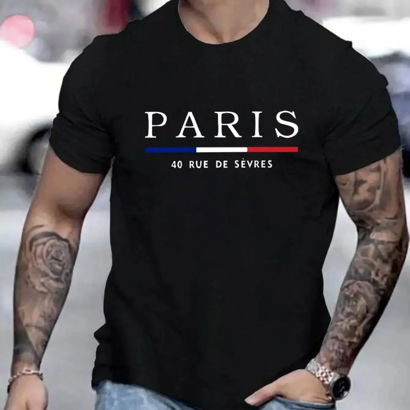 Paris Shirts men's T-shirt 3D printed men's clothing short sleeved men's T-shirt round neck oversized T-shirt fashionable men's