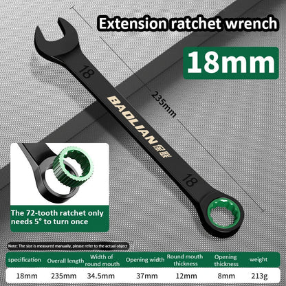 Dual-Purpose Wrench Fast Plum Blossom Ratchet Wrench Industrial Grade 72 Tooth Labor-Saving, Fast and Durable Dual-use Wrench