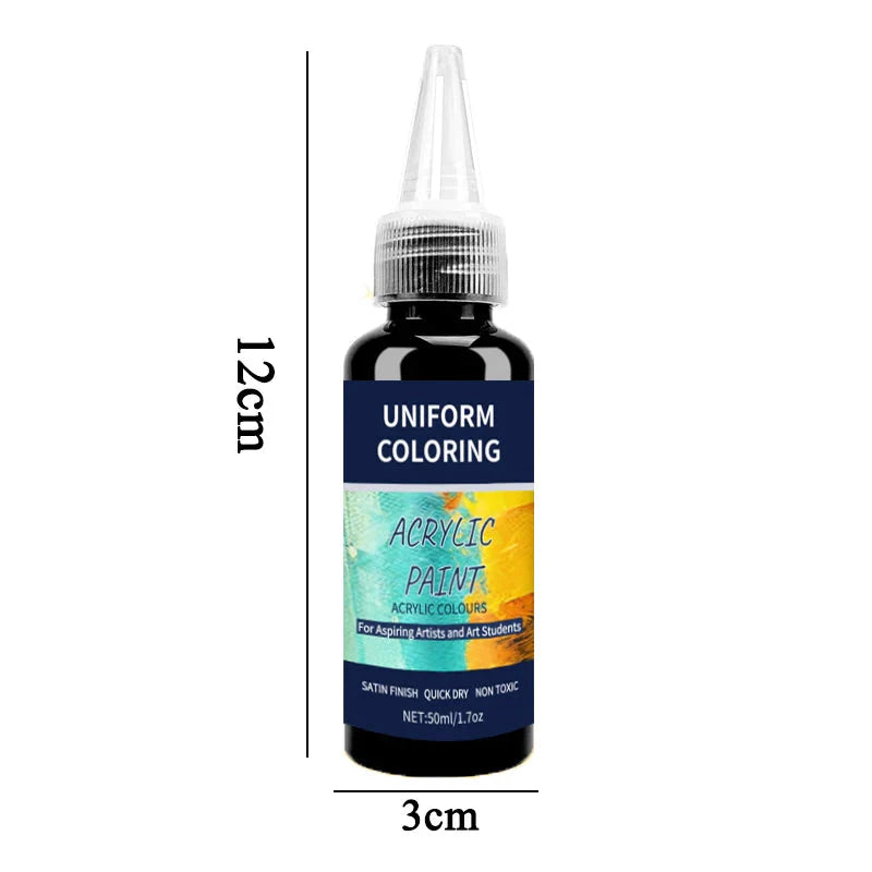 6 Colors Acrylic Paint 50ml/Bottle Satin Finsh Quick Dry Non Toxic Epoxy Resin Pigment Paste For Graffiti Resina Art Painting