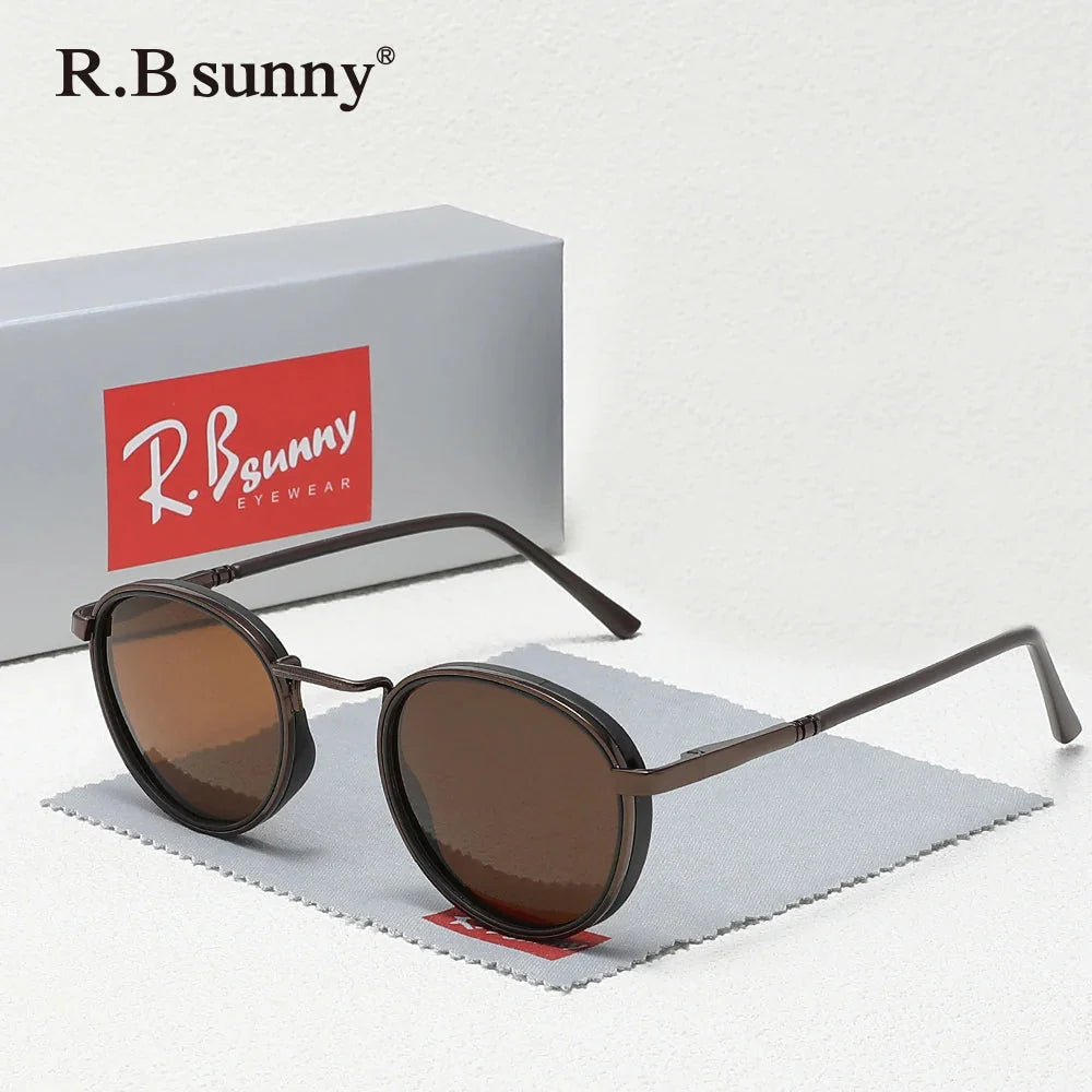Round Frame Sunglasses For Men Polarized Anti-glare UV400 Women Driving Summer Travel Glasses Vintage
