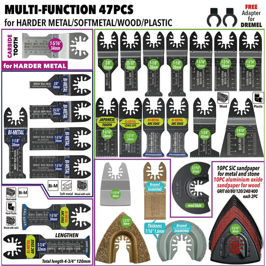 Oscillating Saw Blades Kit，Multitool Blades - Compatible with Milwaukee Dewalt  Worx Skil AEG Ryobi