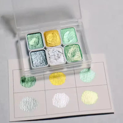 6-Color Iridescent Watercolor Paint Set for Artists and Painting Enthusiasts, Perfect for Professional Artistic Purposes