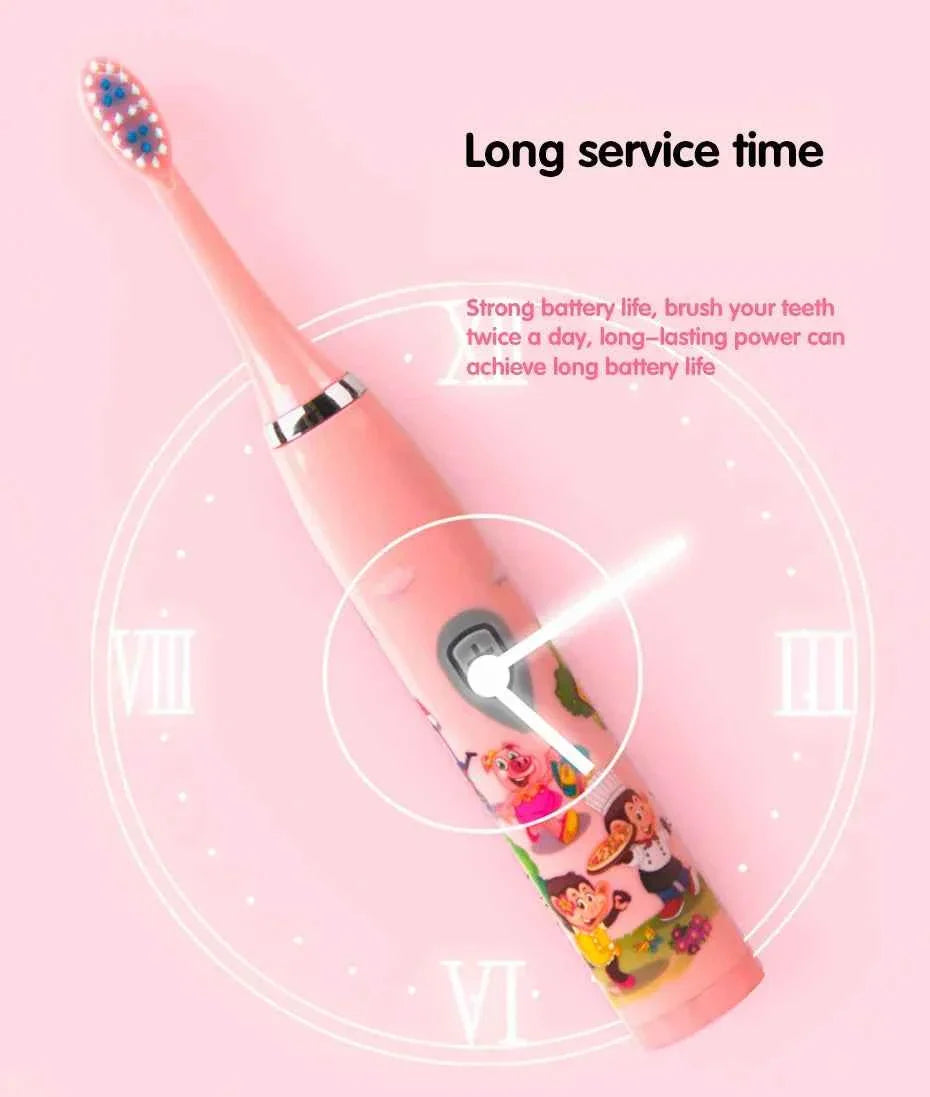 Children Electric Toothbrush USB Rechargeable Colorful Cartoon Brush Ultrasonic Smart Timer Soft Hair Tooth Brush Oral Cleaning