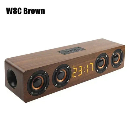 Wooden Soundbar Wireless Bluetooth Speaker Portable Retro Soundbox Subwoofer for TV Computer with FM Radio TF Card USB Boom Box