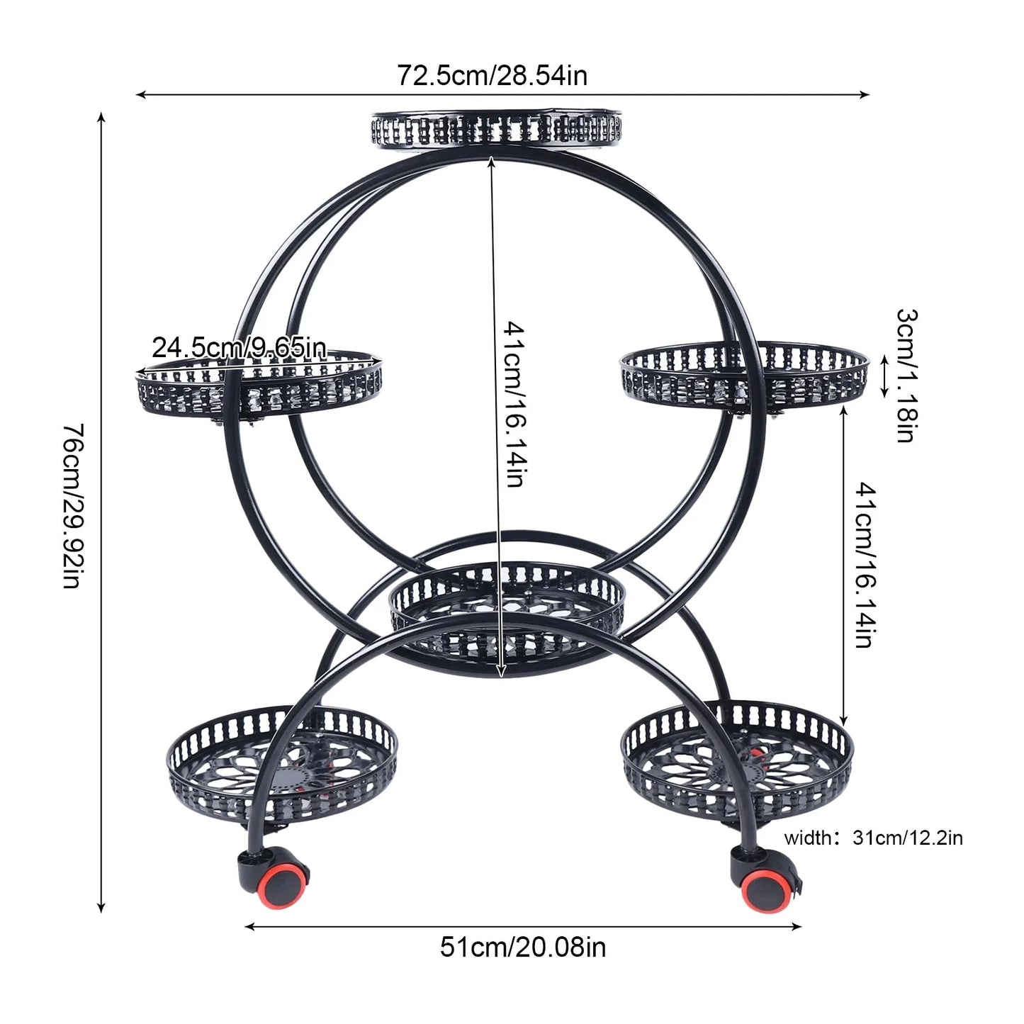 Metal Plant Stands 6 Pots Plants Flower Stand for Patio Garden Living Room Corner Balcony Bedroom Black / White