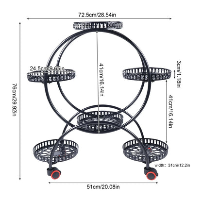 Metal Plant Stands 6 Pots Plants Flower Stand for Patio Garden Living Room Corner Balcony Bedroom Black / White