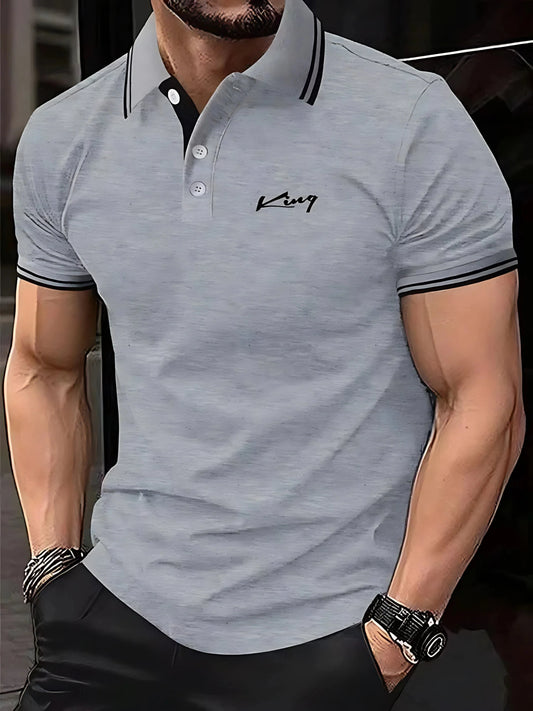 The 2025 summer new men's POLO shirt is breathable sweat-absorbent casual and simple with letter print for men