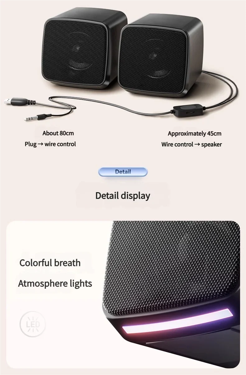 SOREX E-1078 Ultra-Portable USB Multimedia Speakers - 2.0 Channel 6W Stereo Sound for Laptop & PC