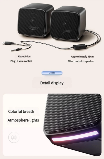 SOREX E-1078 Ultra-Portable USB Multimedia Speakers - 2.0 Channel 6W Stereo Sound for Laptop & PC