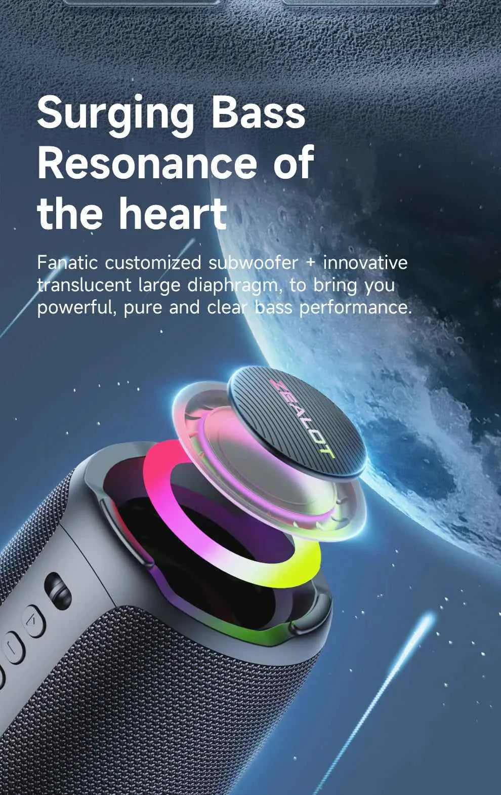 S61 Bluetooth Speaker,with IPX6 Waterproof Protection and Outdoor Bass Sound for Backyard and Beach Party,10W Loudspeaker