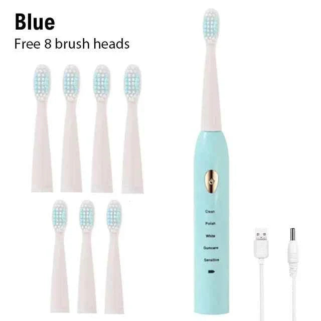 Sonic Electric Toothbrush For Adult Black White Whitening Timer Soft Hair IPX7 Waterproof 5-gear Mode USB Charging Teeth Brush