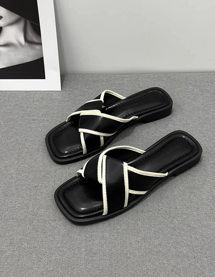 Women’s Comfort Slides: Open-Toe Low Heel Rubber Sandals
