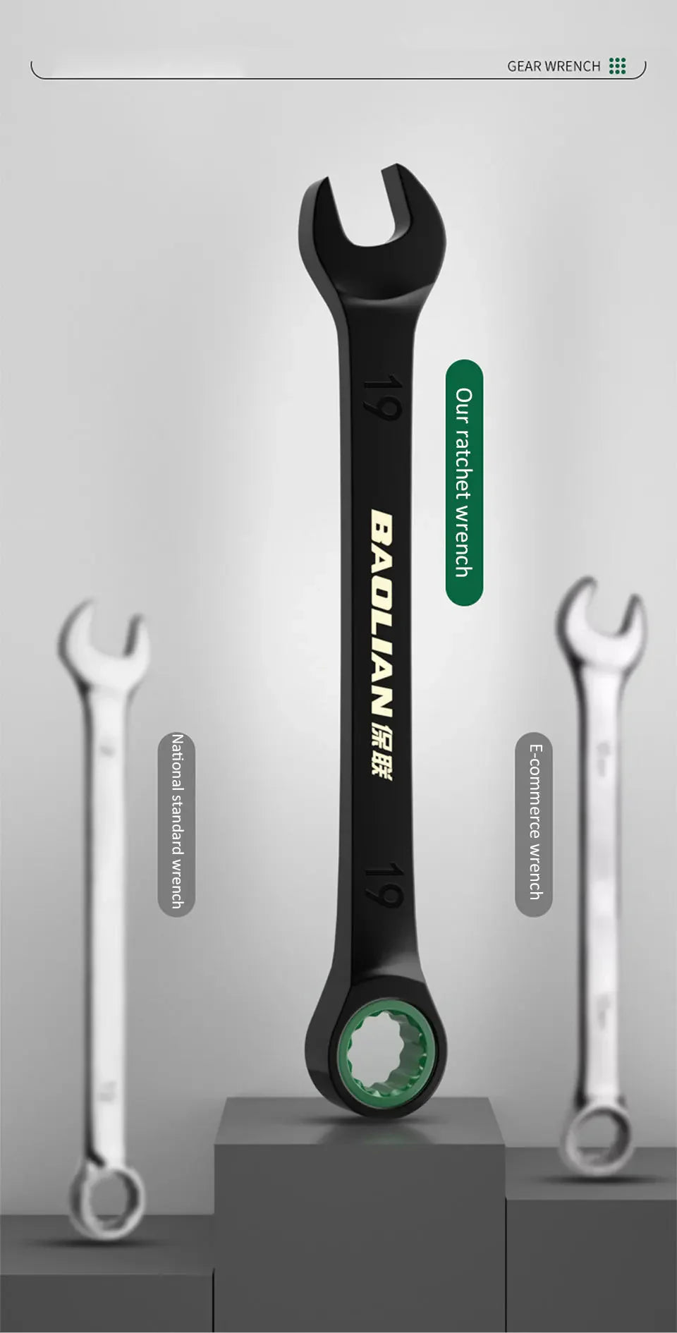 Dual-Purpose Wrench Fast Plum Blossom Ratchet Wrench Industrial Grade 72 Tooth Labor-Saving, Fast and Durable Dual-use Wrench