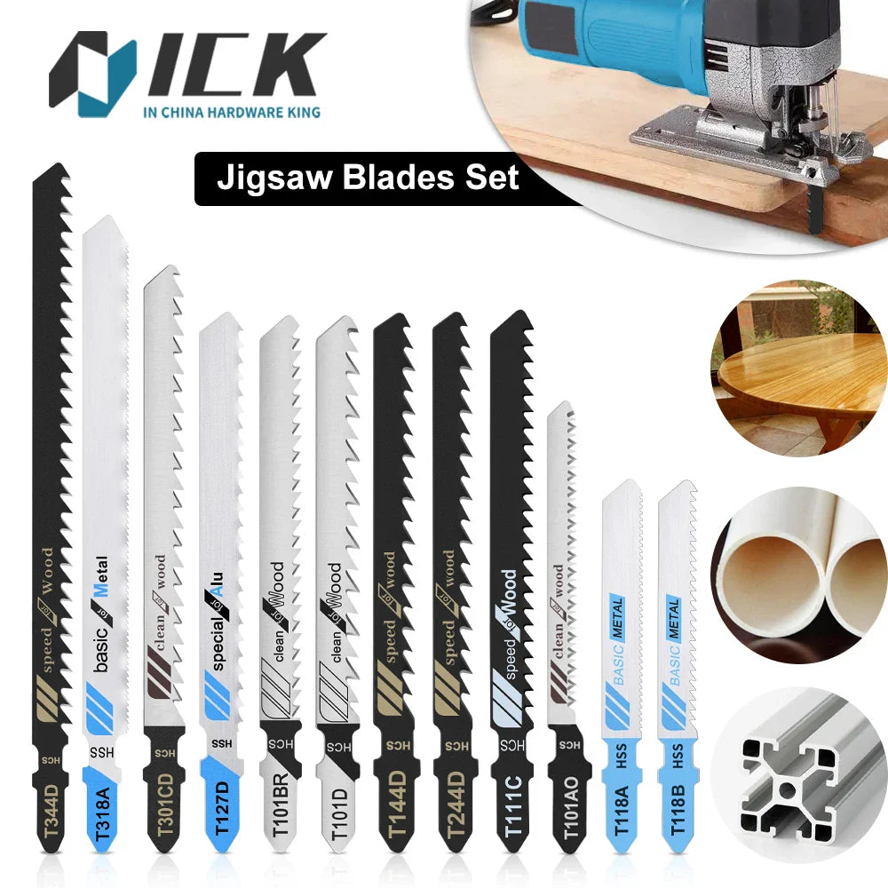Premium T-Shank Jigsaw Blade Set - Multi-Material Cutting Kit for Wood, Plastic, and Metal - Compatible with Bosch/DEWALT/Makita