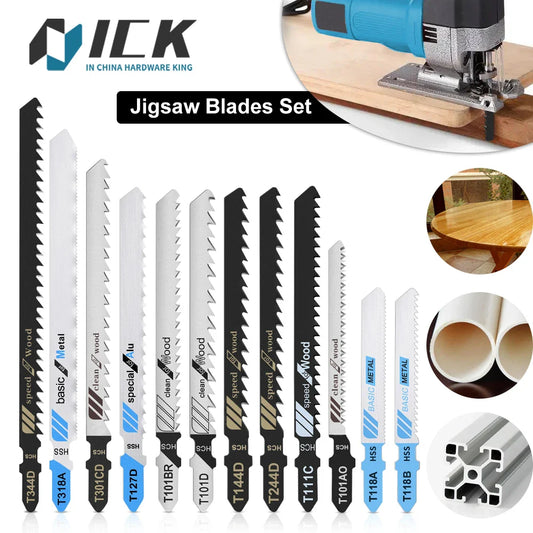 Premium T-Shank Jigsaw Blade Set - Multi-Material Cutting Kit for Wood, Plastic, and Metal - Compatible with Bosch/DEWALT/Makita