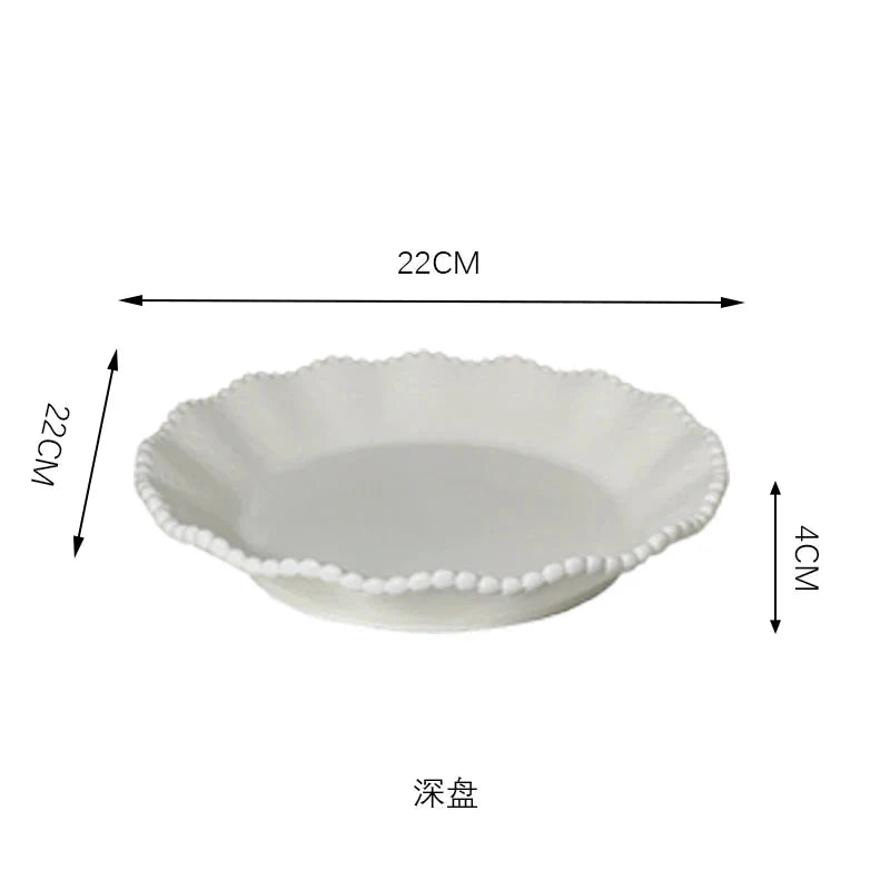 Ceramic Pearl Plates & Bowls Set - Practical Breakfast Tableware, Perfect for Modern Home Dining & Daily Use