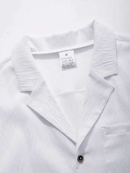 New Mens Short Sleeve T-Shirts Summer Trendy Breathable Loose Youth Basic Cotton Pocket Top Solid Color Stand Up Collar Shirts