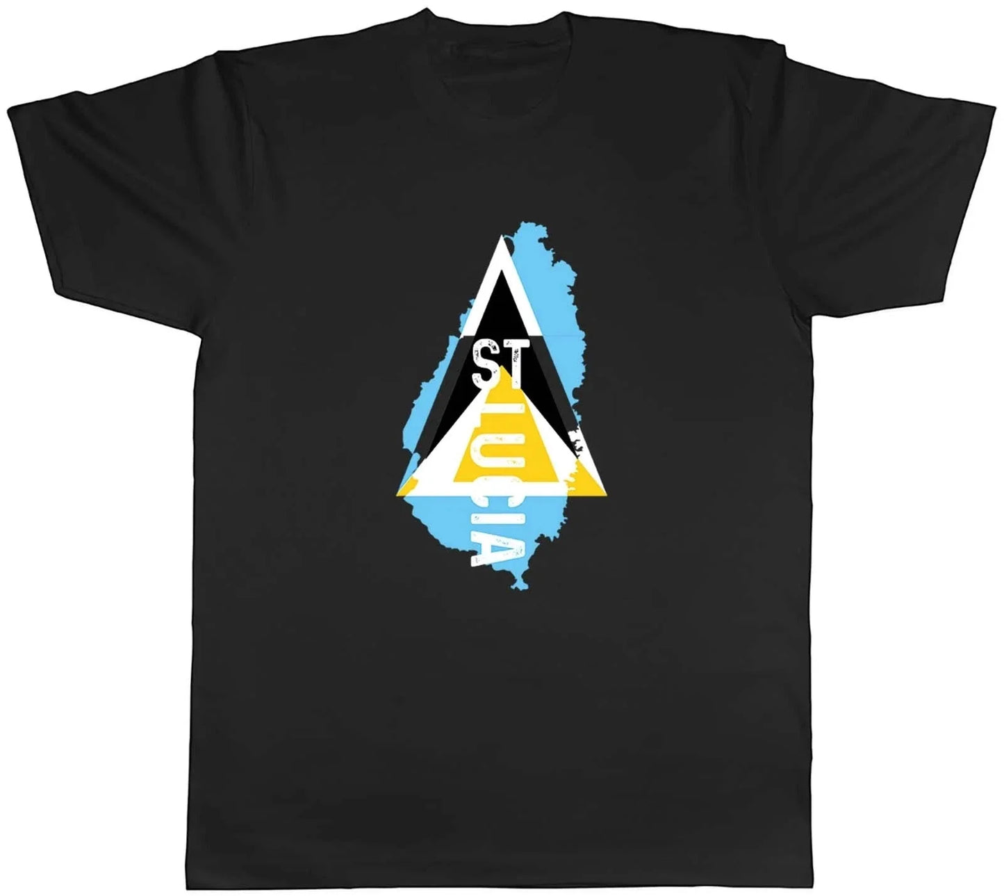 St Lucia Mens T-Shirt Travel Map Flag Unisex Tee Gift Men's T-shirt Summer Pure Cotton Men's T-shirt