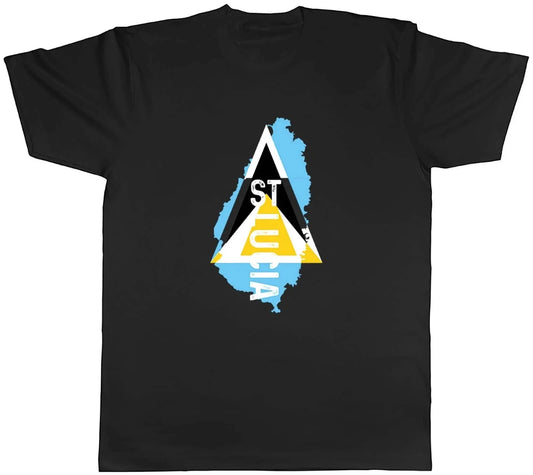 St Lucia Mens T-Shirt Travel Map Flag Unisex Tee Gift Men's T-shirt Summer Pure Cotton Men's T-shirt