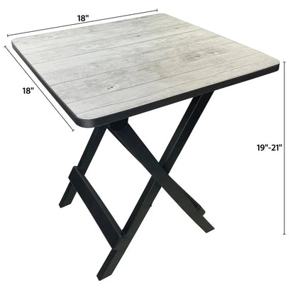 19 Inch Folding Camp Side Table Adjustable Height Lightweight Portable Plastic Outdoor Indoor Compact Stowable Easy Clean