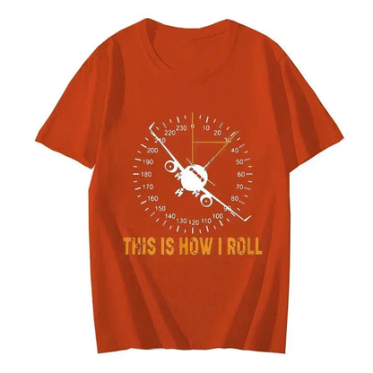 Fashion T-shirts for Men Funny This Is How I Roll T Airplane Aviation Pilot T-Shirt Short Sleeve Men's Tops Shirt Custom Tshirts