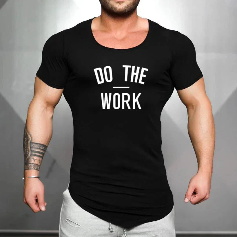 Mens Running Sport Slim Fit T-shirts Summer Cool Cotton Breathable Short Sleeve Clothing Gym Bodybuilding Fitness Muscle Shirts