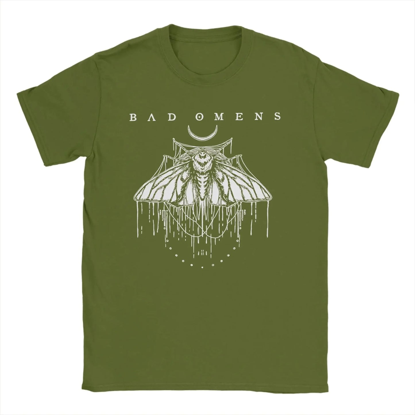 Men's T-Shirts Bad Omens Moth Casual 100% Cotton Tee Shirt Short Sleeve  T Shirt Round Collar Tops Big Size