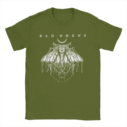 Men's T-Shirts Bad Omens Moth Casual 100% Cotton Tee Shirt Short Sleeve  T Shirt Round Collar Tops Big Size