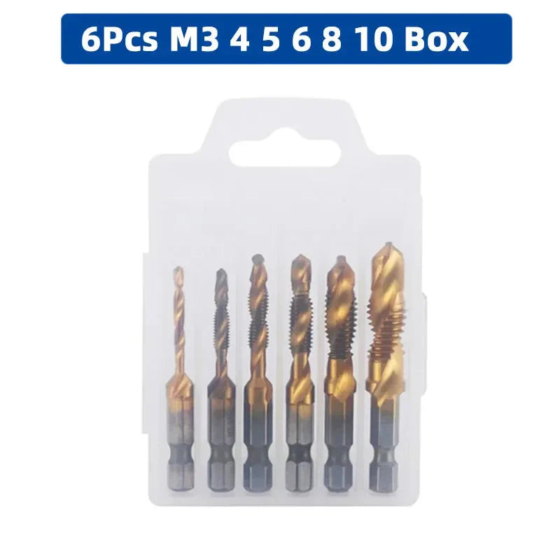 LiYu Shank Titanium Plated HSS Screw Thread Metric Tap Drill Bits Screw Machine Compound Tap M3 M4 M5 M6 M8 M10 Hand Tools