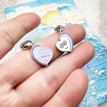 BEST FRIENDS Dangle Charm Pendant Classic 925 Sterling Silver Lucky Gift for Women Men