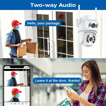 8MP 4K Dual Lens Wifi Camera Ai Auto Tracking Waterproof Security CCTV Video Surveillance Camera Police Light Alarm IP Camera