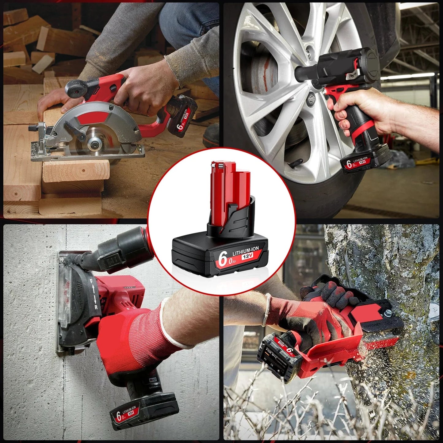 For Milwaukee 12V Tool Battery For Milwaukee M12 6000mAh Lithium Battery Impact Wrench Drill Power Tools Battery