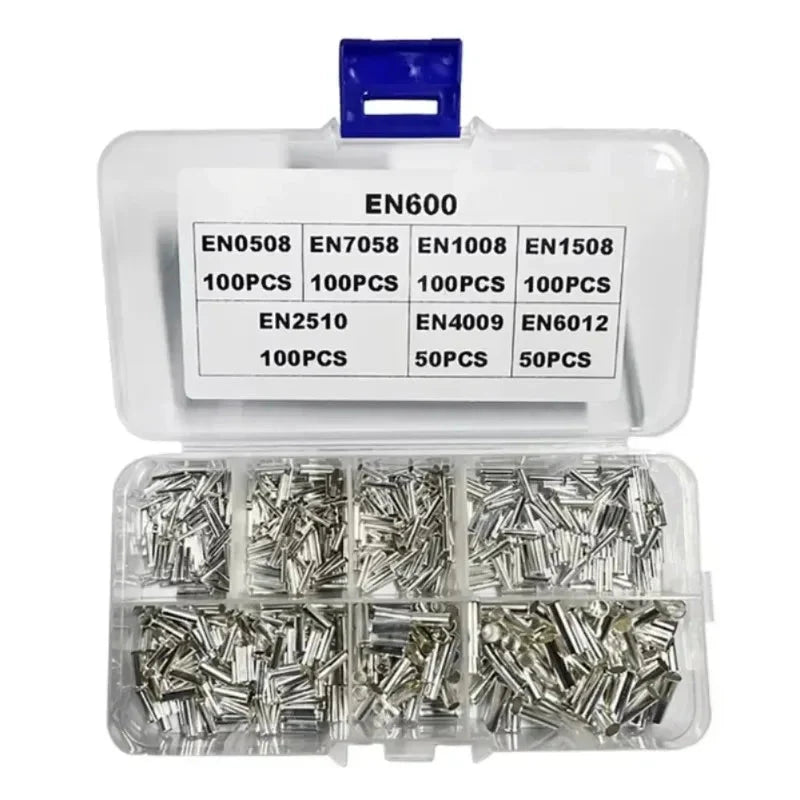 600/700pcs Bare Terminal Tubular Wire End Ferrules Mix Size Uninsulated Cable Sleeves Simple for Wire Connection Pin Crimp