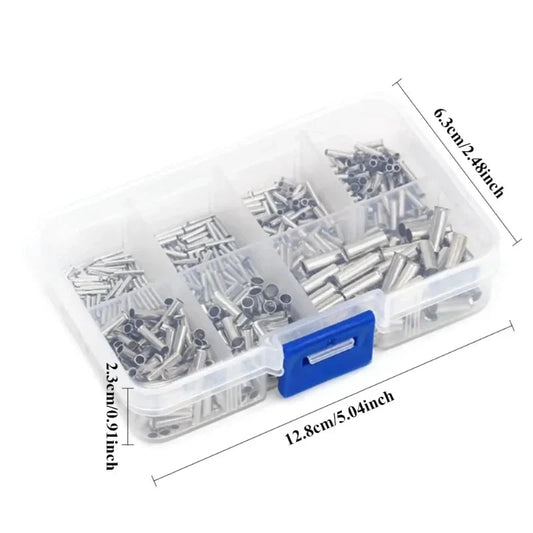 600/700pcs Bare Terminal Tubular Wire End Ferrules Mix Size Uninsulated Cable Sleeves Simple for Wire Connection Pin Crimp
