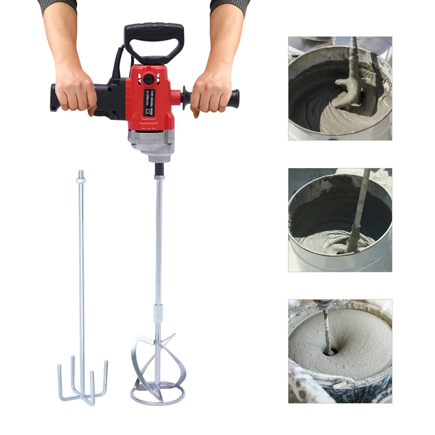 Drill Mixer Set with Spade Handle Electric Corded Mixing Drill Machine 2.4KW Concrete Mud Mixer