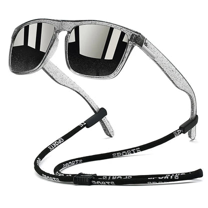 Sunglasses with Chain for Men and Women, Classic Square, Driving, Fishing, Colorful, Lightweight, Outdoor Safety Goggles
