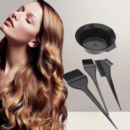 4Pcs Home Salon Hair Dyeing Brush Set Hair Dyeing Cream Bowl Coloring Brush Comb Kits Hair Tint Applicator Barber Styling Tool