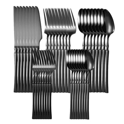 Premium Silver Stainless Steel Cutlery Set - 20/30/40 Piece Mirror Polished Flatware