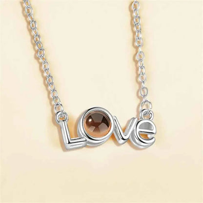 New Letter Necklace 100 Languages I Love You Projection Pendant Necklace Women Jewelry Collier Femme Bijoux Best Friends Gifts