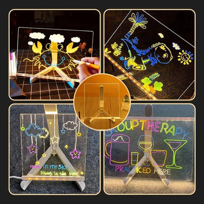 LED Note Board With Night Light 7 Colors Pen Acrylic Message Board DIY Children‘s Illuminated Drawing Board Kids Birthday Gift
