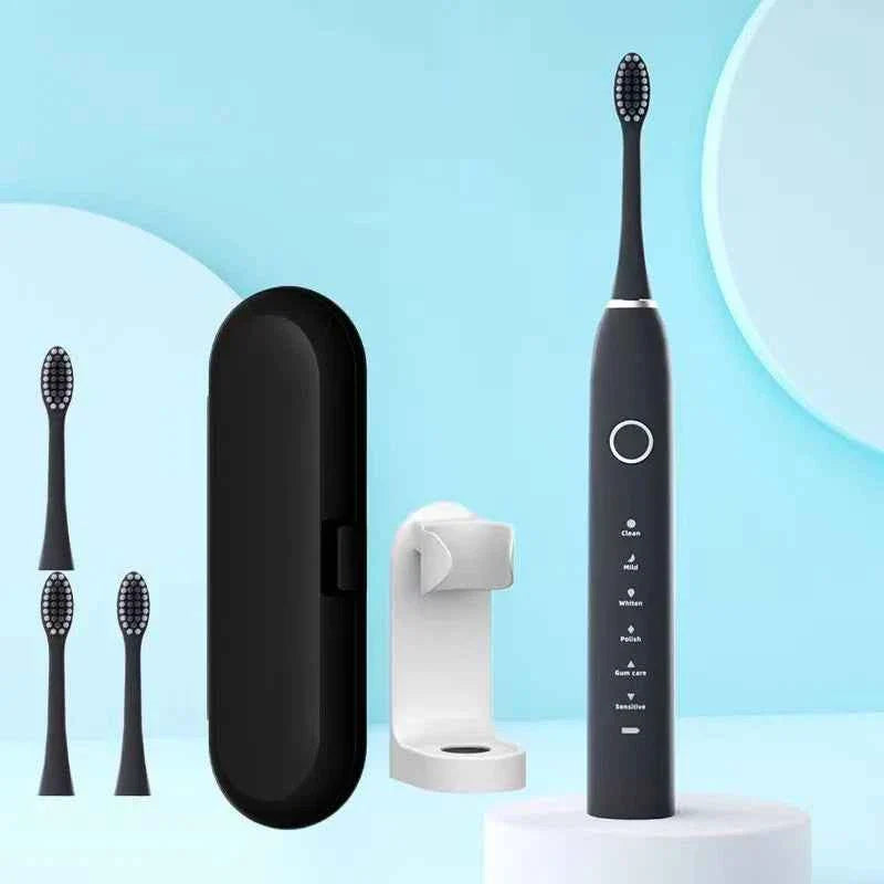 6 Modes Electric Sonic Toothbrush USB Rechargeable for Adults Ultrasonic Tootbrush with 4/8 Replacement Heads Smart Timer IPX7