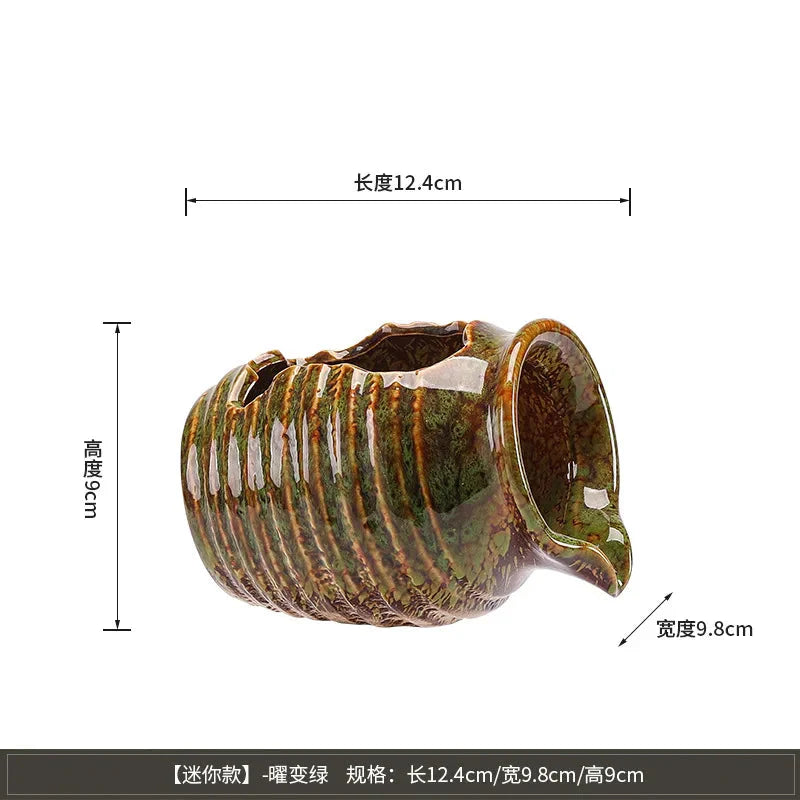 Ceramic Waterfall Jug - Circulating Clay Pot Fountain for Garden, Fish Tank & Courtyard Decor | Handmade Rustic Water Feature